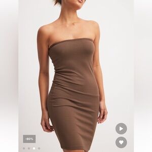 Nakd mini tube dress bodycon brown small